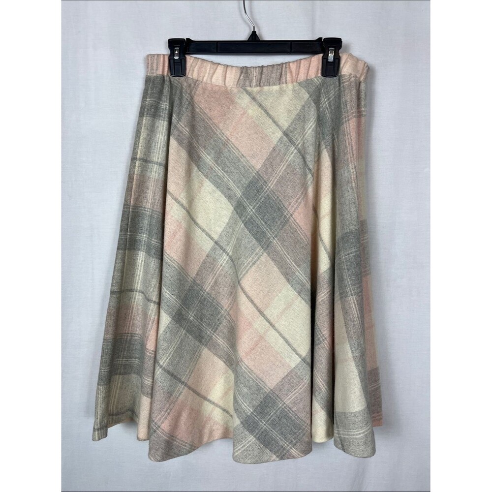 Vintage 1970s Union Made Alicia Wool Blend Pink and Gray A Line Skirt